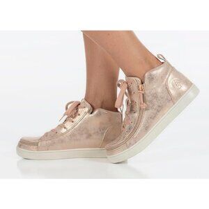 USED Billy Footwear Women Sneaker Mid Top Zip Up Rose Adaptive Size 8.5 W RY1456